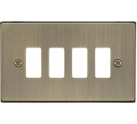 Knightsbridge GDCS4AB Square Edge 4G Grid Faceplate - Antique Brass