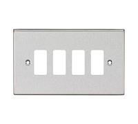 Knightsbridge GDCS4BC 4G Grid Faceplate, Square Edge, Brushed Chrome