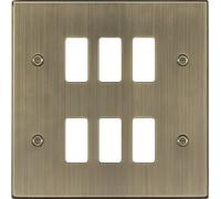 Knightsbridge GDCS6AB Square Edge 6G Grid Faceplate - Antique Brass