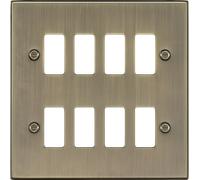 Knightsbridge GDCS8AB Square Edge 8G Grid Faceplate - Antique Brass
