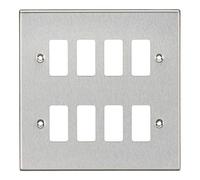 Knightsbridge GDCS8BC 8G Grid Faceplate, Square Edge, Brushed Chrome