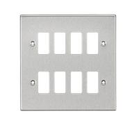 Knightsbridge GDCS8BC Square Edge 8G Grid Faceplate - Brushed Chrome