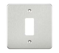Knightsbridge GDFP001BC Flat Plate 1G Grid Faceplate - Brushed Chrome