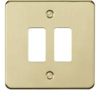 Knightsbridge GDFP002BB Flat Plate 2G Grid Faceplate - Brushed Brass