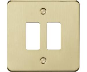 Knightsbridge GDFP002BB Flat Plate 2G Grid Faceplate - Brushed Brass