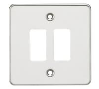 Knightsbridge GDFP002PC Flat Plate 2G Grid Faceplate - Polished Chrome