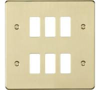 Knightsbridge GDFP006BB Flat Plate 6G Grid Faceplate - Brushed Brass