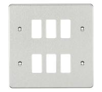 Knightsbridge GDFP006BC Flat Plate 6G Grid Faceplate - Brushed Chrome