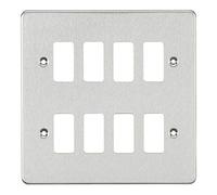 Knightsbridge GDFP008BC Faceplate, Flat, 8G Grid, Brushed Chrome