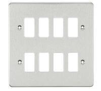 Knightsbridge GDFP008BC Flat Plate 8G Grid Faceplate - Brushed Chrome