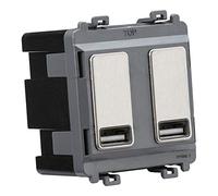 Knightsbridge GDM016BC Dual USB Charger Module, 5 V, 2.4 A, Brushed Chrome