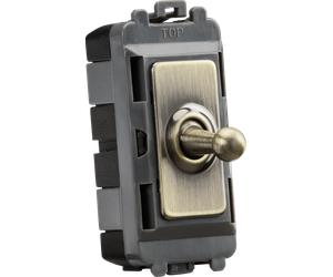Knightsbridge GDM05TOGAB 20AX Intermediate Grid Toggle Switch - Antique Brass