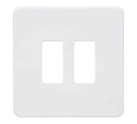 Knightsbridge GDSF002 mW Faceplate, Screwless, 2G Grid, Matt White
