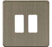 Knightsbridge GDSF002AB Screwless 2G Grid Faceplate - Antique Brass
