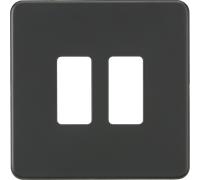Knightsbridge GDSF002AT Screwless 2G Grid Faceplate - Anthracite