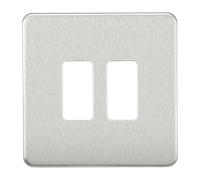 Knightsbridge GDSF002BC Screwless 2G Grid Faceplate - Brushed Chrome