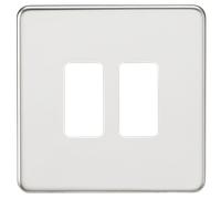 Knightsbridge GDSF002PC Screwless 2G Grid Faceplate - Polished Chrome