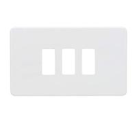Knightsbridge GDSF003 mW Faceplate, Screwless, 3G Grid, Matt White