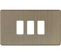 Knightsbridge GDSF003AB Screwless 3G Grid Faceplate - Antique Brass