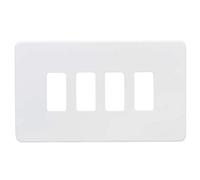 Knightsbridge GDSF004 mW Faceplate, Screwless, 4G Grid, Matt White