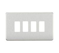 Knightsbridge GDSF004BC Faceplate, Screwless, 4G Grid, Brushed Chrome