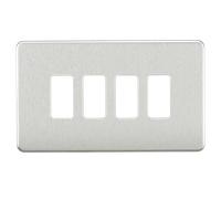 Knightsbridge GDSF004BC Screwless 4G Grid Faceplate - Brushed Chrome