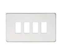 Knightsbridge GDSF004PC Faceplate, Screwless, 4G Grid, Polished Chrome