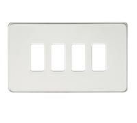 Knightsbridge GDSF004PC Screwless 4G Grid Faceplate - Polished Chrome