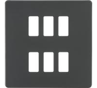 Knightsbridge GDSF006AT Screwless 6G Grid Faceplate - Anthracite