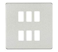 Knightsbridge GDSF006BC Faceplate, Screwless, 6G Grid, Brushed Chrome