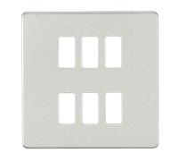 Knightsbridge GDSF006BC Screwless 6G Grid Faceplate - Brushed Chrome