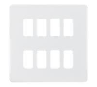 Knightsbridge GDSF008MW Screwless 8G Grid Faceplate - Matt White