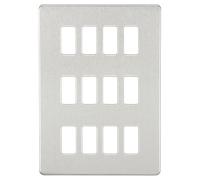 Knightsbridge GDSF012BC Screwless 12G Grid Faceplate - Brushed Chrome