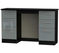 Knightsbridge Grey Gloss and Black 6 Drawer Double Dressing Table