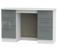 Knightsbridge Grey Gloss and White 6 Drawer Double Dressing Table
