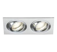 Knightsbridge GU10 Ambar Twin Tilt Square Downlight Brushed Chrome