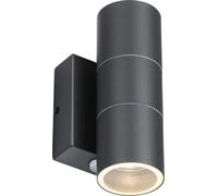 Knightsbridge GU10 Outdoor Up and Down Wall Light with Daylight Sensor in Anthracite