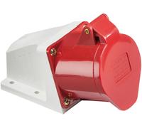 Knightsbridge IN0020 Industrial Connectors IP44 Angled Surface Mount Socket 3P+N+E, White/red, 415V 32A
