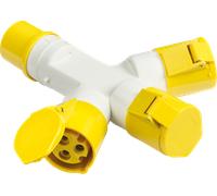 KnightsBridge 110V IP44 16A 2P+E 3 Way Splitter