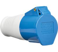 KnightsBridge 16A 230V IP44 Industrial 3 Pin 2P=E In-Line Caravan Female Socket