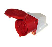 Knightsbridge IN0020 Industrial Connectors IP44 Angled Surface Mount Socket 3P+N+E, White/red, 415V 32A