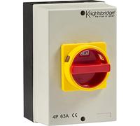 Knightsbridge INAV0027 IP65 63A Rotary Isolator 4P Ac (230V-415V), Grey