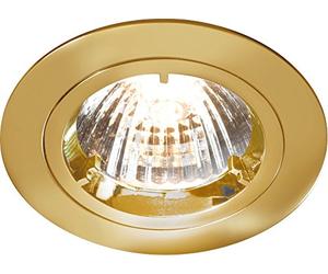 Knightsbridge IP20 230V/12V GU10/MR16 Recessed Fixed Twist and Lock Aluminium Downlight, Brass