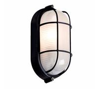 KnightsBridge IP54 Edison Screw Oval Bulkhead With Wire Guard - Black