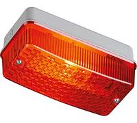 Knightsbridge IP65 Bulkhead Lamp Holder with Red Prismatic Diffuser and Aluminium Base, E27, 100 W, White