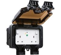 Knightsbridge Ip66 13A 2G Dp Outdoor Switched Socket With Type A 30Ma Rcd - Op9Rcd