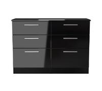 Knightsbridge Large Chest of Drawers Black 6 Drawers 112cm