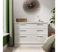 Knightsbridge Large Chest of Drawers White 6 Drawers 112cm