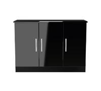 Knightsbridge Large Sideboard Black 3 Doors 112cm