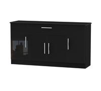 Knightsbridge Large Sideboard Black 4 Doors 1 Drawer 146cm